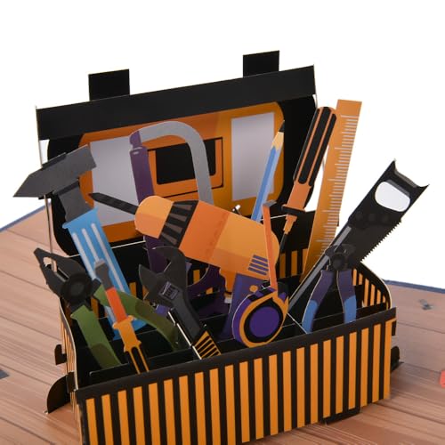 3D Pop Up Interesting Cards for men - toolbox Greeting Card - color: A-Toolbox