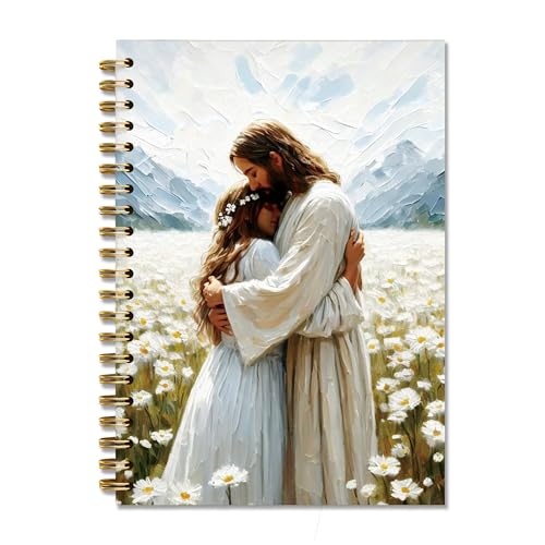 Jesus Holding the Girl Christian Notebook Journal, Church Notes Prayer Journal for Women Girls, Religious Gift Spiral Notebook, 5.5 x 8.3 Inch - color: 08Child