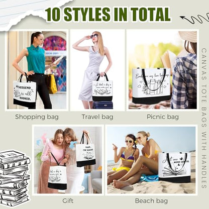10 Pcs Book Lover Tote Bag Bulk Bookish Librarian Reader Gift, Cute - style: Cute