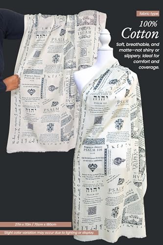 Protection Bible Verse Shawl w/Psalm 91 Vintage Scripture Scarf with 7 Bible Verses,100% Cotton