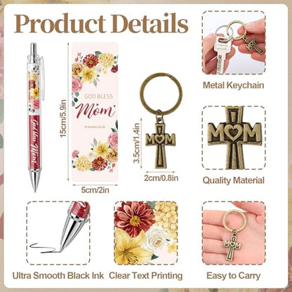 Motiskyy 24 Sets Christian Baptism Gifts Bulk Religious Cross Keychains - style: Mother Day