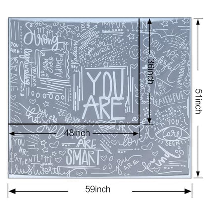 KJHL Black and White Quotes Motivational Tapestry Wall Hanging for Bedroom - color: Black, size: 48"L x 36"W