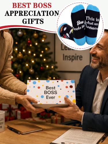 3 Pairs Pastor/ MA/ Boss Socks with Sayings, Gift with Box for Men Women - style: Boss