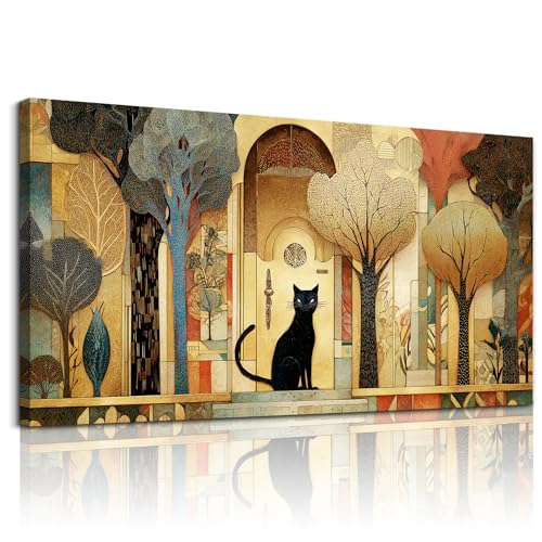 XIGUANGART Modern Cat Oversized Wall Art for Living Room Colorful,60x30 In - color: Abstract Canvas Wall Art, size: 60"L x 30"W