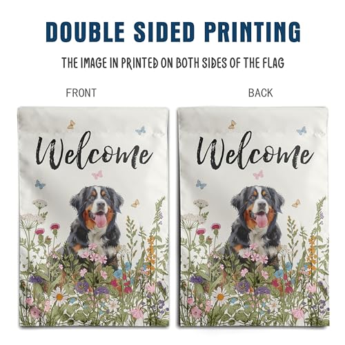 Spring Summer Garden Flag Floral Bernese Mountain Yard Flag Flower Dog Garden Flags for Outside Small Outdoor Welcome Flags 12x18 Double Sided - color: p-bernese