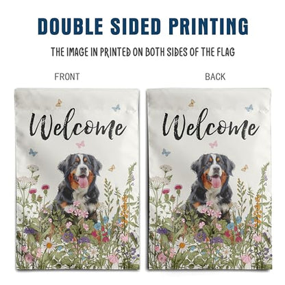 Spring Summer Garden Flag Floral Bernese Mountain Yard Flag Flower Dog Garden Flags for Outside Small Outdoor Welcome Flags 12x18 Double Sided - color: p-bernese