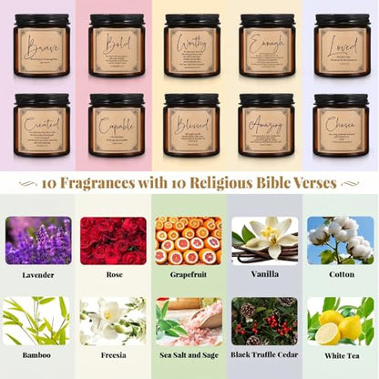 Lewtemi 10 Jars Christian Candles Gift Bulk, Brown, Elegant - color: Brown, style: Elegant