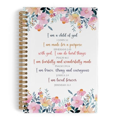 Christian Inspirational Spiral Notebook, Bible Journal Journal Notebook, Christian Notebook Gifts for Women Kids, Church Notes Notebook, Christian Scripture Notebooks for School, 5.5x8.3 Inch - color: god flower