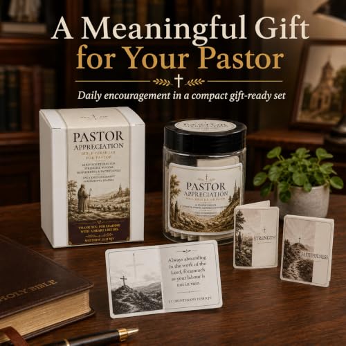 Bible Verse Jar, Pastor Appreciation Gifts, 60 KJV Scripture Cards - color: Pastor Appreciation
