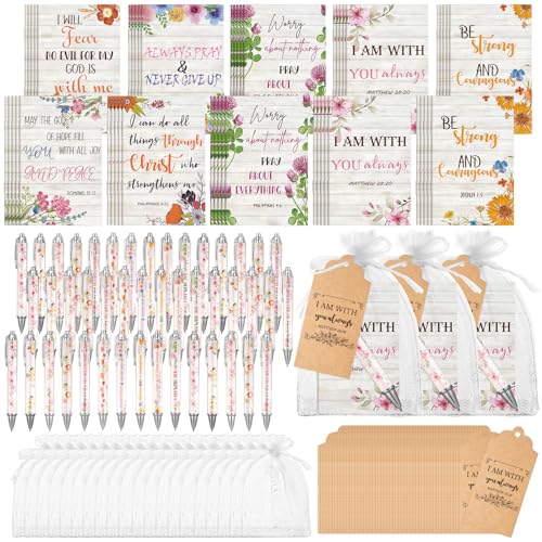 Qeeenar 200 Pcs Christian Gift Bulk Set Bible Verse, White, Floral - color: Floral, style: Floral