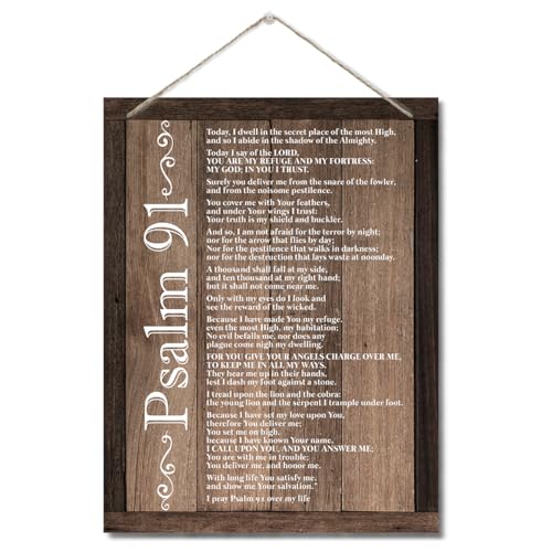 Inspirational Wood Art Signs, Psalms 91 Wall Sign, Hanging Printed Wall Plaque Wood Signs, Bible Verse Print, Christian Scripture for The Home or Office Decor, Christian Wall Decor 10 X 7.8 inch G - color: Color 08