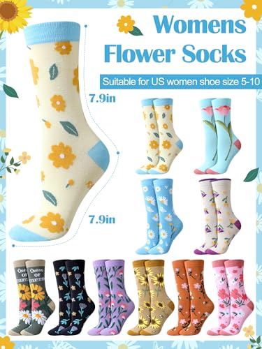 Cutecrop 10 Pairs Novelty Women's Floral Socks Gift - color: Macarons, style: Elegant Style