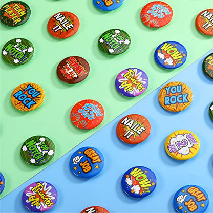 Junkin 10 Style 80 Pcs Employee Appreciation Pins Team Award for Employees Positive Button Recognition Encouraging Badges Month Employee Pin Appreciation Pins for Kids Students Workers