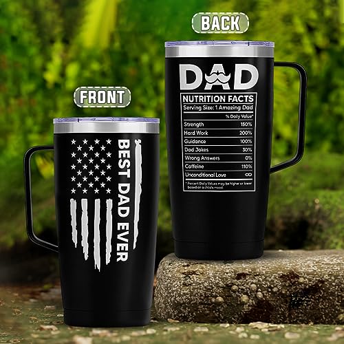 SANDJEST Dad Cup Tumbler with Handle 20oz Dad Nutrition Facts Stainless Steel Travel Coffee Mug Best Dads Gift for Fathers Birthday Christmas Valentines Gift for Men Father Daddy from Daughter Son - color: Dad 3