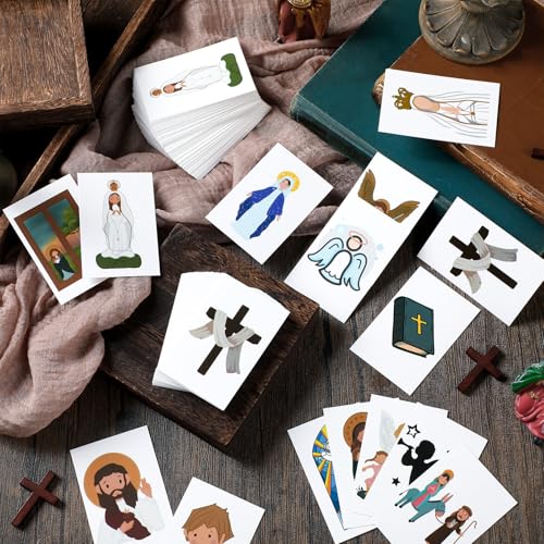 120 Pcs Catholic Gift Spanish Catholic Prayer Cards with Cute Saints