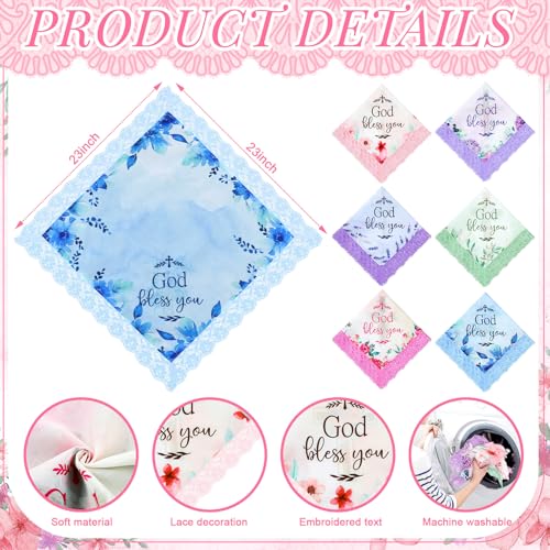 6 Pcs 23'' Church Lap Scarf for Women Christian Handkerchief, God Bless You - style: God Bless You