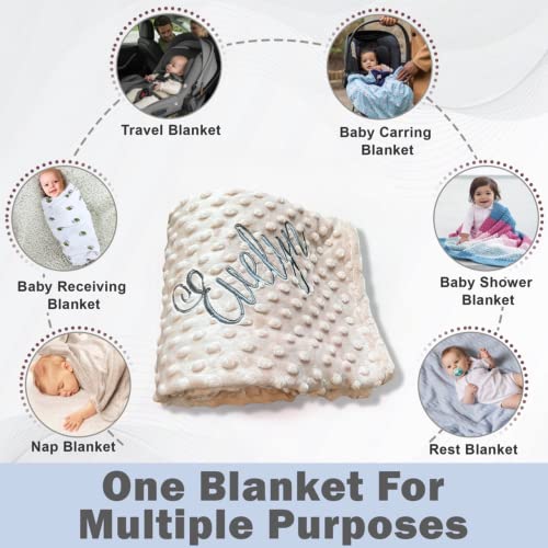 Embroidered Baby Blanket - Beautiful Monogrammed, Large Personalized for Boys and Girls - Soft Polyester With Custom Name - 28 x 34-inch - color: Blush Pink