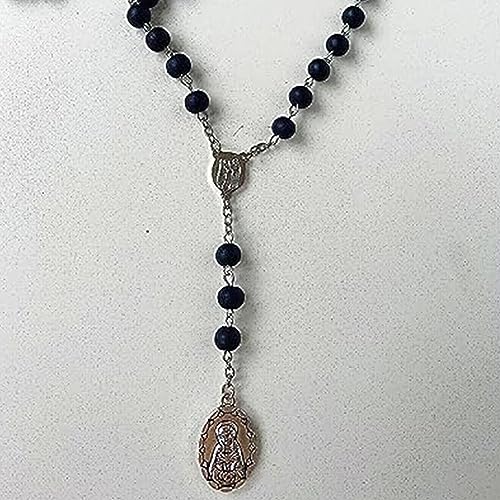 Roe Dolph Wooden Rosary Necklace for Women Catholic Rosary Beads with Cross Pendant Prayer Jewelry Religious Gifts for Travel and Daily Faith - color: A-Black