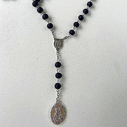 Roe Dolph Wooden Rosary Necklace for Women Catholic Rosary Beads with Cross Pendant Prayer Jewelry Religious Gifts for Travel and Daily Faith - color: A-Black