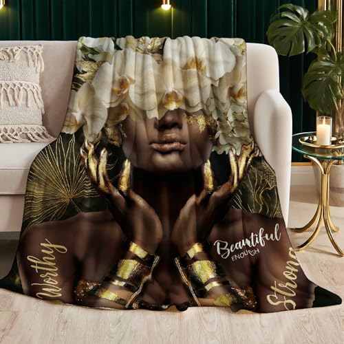 African American Black Girl Women Blanket - Christian Birthday Gifts Blanket- Inspirational Flannel Religious Spiritual Throw Blanket Home Decor 50x60inch - color: Hrmt7
