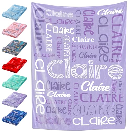 Custom Baby Blanket,Personalized Name Throw Blankets for Girls Boys Kids Baby Newborn Customized Gifts for Birthday Christmas - color: Design 01-purple