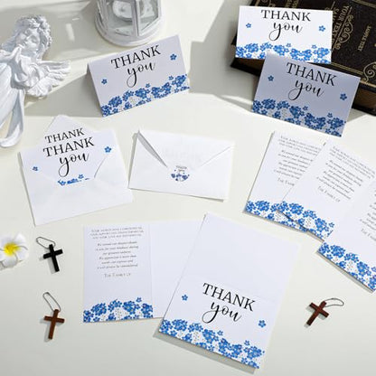 Marspark 25 Pack Funeral Thank You Cards Sympathy Envelopes, Forget Me Not - style: Forget Me Not