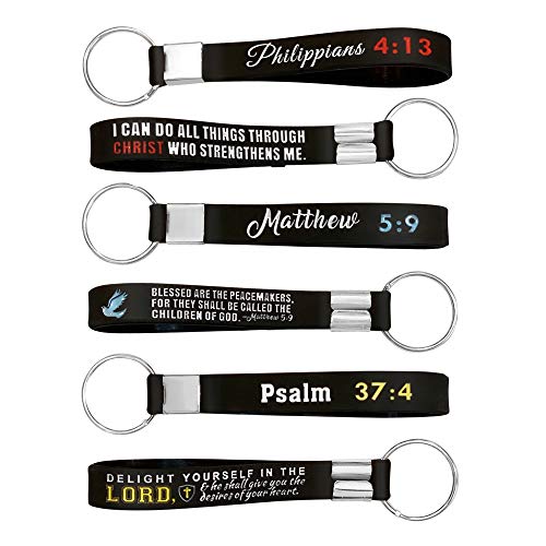 (12 Pack) Christian Bible Keychains with Scripture - Bulk Wholesale Silicone Key Chains - Christian Gifts for Church, First Communion, Easter, Christmas, VBS - Phillippians 4:13