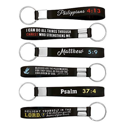 (12 Pack) Christian Bible Keychains with Scripture - Bulk Wholesale Silicone Key Chains - Christian Gifts for Church, First Communion, Easter, Christmas, VBS - Phillippians 4:13
