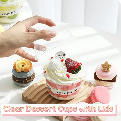 Jnnzzggu 50 Pack 9 oz Clear Plastic Dessert Cups with Dome Lids,No Hole Disposable Snack Bowls for Pudding,Parfait,Fruits,Ice Cream,Cake - size: 50 Pack 9OZ