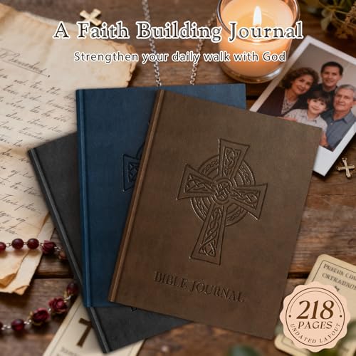 Lanpn Christian Bible Prayer Journal for Men, 91 Days Daily Devotional Journals, Bible Study Notebook with Scripture Verse for Church Pray Notes, Religious Faith Gifts, Brown Leather Hardcover - color: Brown