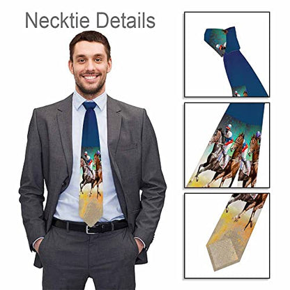 Black Dots Men's Neckties Retro Classic Circle Geometry Men's Tie for Mens Teens Business Work Casual Wedding Party - color: Racing Horses