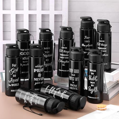 Mifoci 20 Pcs Christian Religious Water Bottle Bulk 17 oz, Black - color: Black