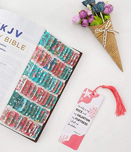 Teal Bible Tabs with Large Print for Women and Girl, 90 Bible Index tabs in Total, 66 tabs for Old and new Testament, Additional 24 Blank tabs (Teal) - color: Teal