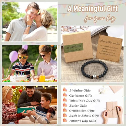 Mens Beaded Cross Bracelet, Christian Gifts for Men Teen Boys Kids - style: Always Remember-7.5“