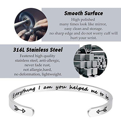 Fesciory Inspirational Bracelets for Women, Stainless Steel Cuff Bangle - color: Silver-30