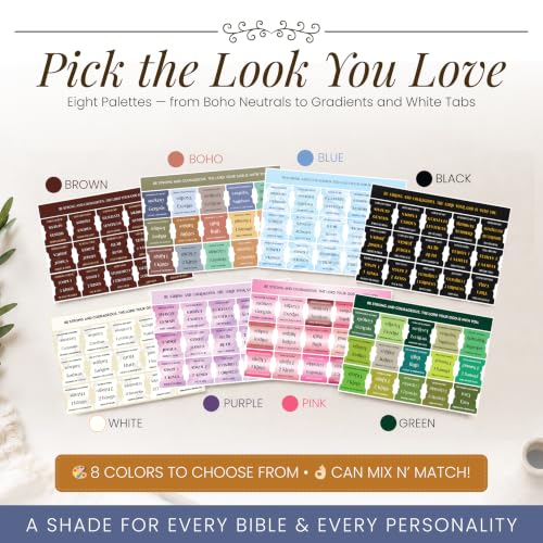 90 Christian Bible Tabs for Women, Men, Kids - Bohemian Version - color: Boho Multicolor