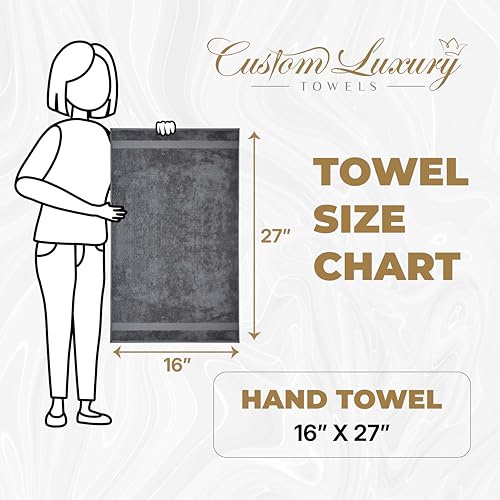 Grey Hand Towels for Bathroom - Monogrammed | Luxury Cotton Turkish Towels | Embroidered in USA | Set of 2 | Choose Set Color and Letter | A - Z | Script Font - color: Grey