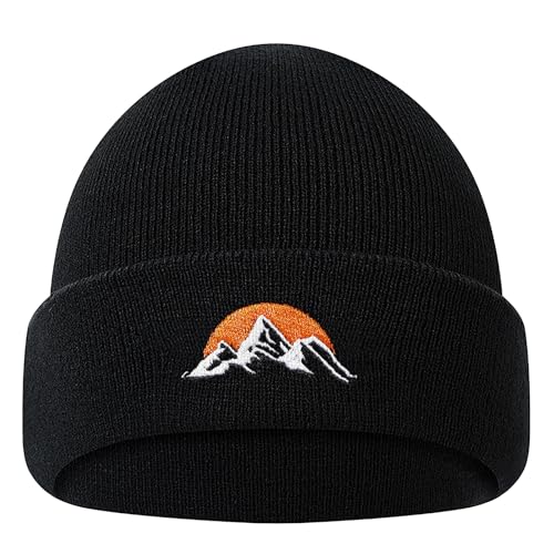 Jesus 3 Nail Cross Hat Christian Cross Beanies Women Hat Embroidery Nail Cross Winter Warm Knit - color: Sunset Mountain