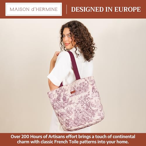 Maison d' Hermine Shopping Bags Cotton Quilted Tote Bag with Zipper Pockets - color: 007 - the Miller - Red