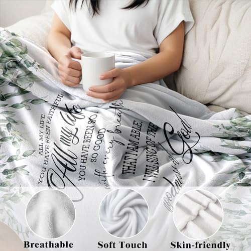 Christian Blanket, Christian Gifts for Women Men, Bible Verse Religious Scripture Botanical Throw Blankets for Home Bedroom Living Room Couch Sofa, 50x60 Inches - color: Goodness of God