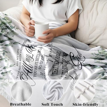 Christian Blanket, Christian Gifts for Women Men, Bible Verse Religious Scripture Botanical Throw Blankets for Home Bedroom Living Room Couch Sofa, 50x60 Inches - color: Goodness of God