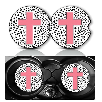 2Pack Faith Cross Car Cup Holder Coaster Neoprene Car Coasters - color: The Cross of Faith