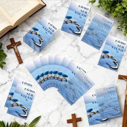 Spanish Gospel Tract Cards, Christian Evangelism Scripture Cards - color: Cómo Ser Salvado
