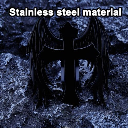 Guardian Angel Visor Clip - Guardian Angel Visor Clips for Cars,Stainless Steel Wings Cross Sunshade Clip Driver Gift - style: Cross Wings - Black