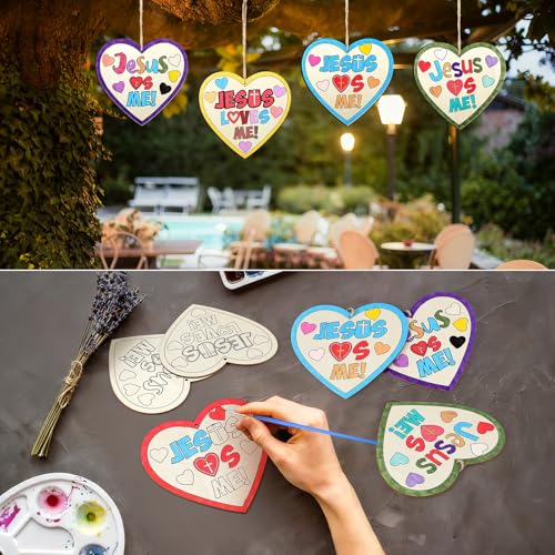12 Sets Jesus Loves Me Wooden Crafts Sunday School VBS Kit - style: Jesus Loves Me