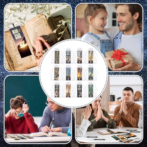 Supervitae 12 Sets Man of God Gifts for Men Included 12 Christian Ballpoint Pens 24 Bible Verse Bookmark Church Gifts Bulk for Men Dad Religious Party Favors Christian Gift