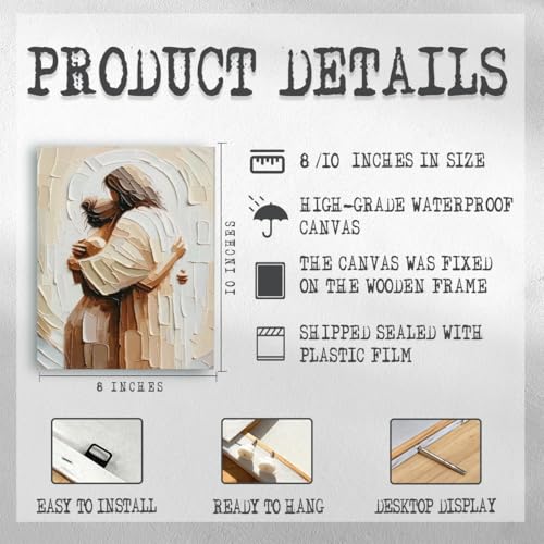 RTVJTERQ Christian Canvas Wall Art, Jesus Embracing Beloved Portrait Painting, Religious Spiritual Wall Decor for Living Room Bedroom Prayer Room 8x10 Inch - color: Patriotic 11