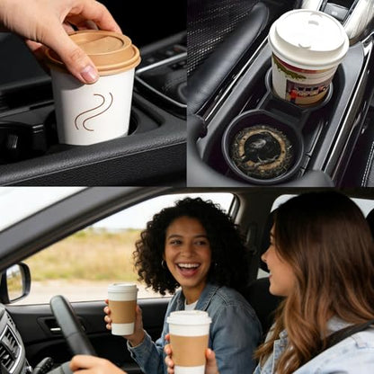 Ceramic Car Cup Coasters 2PCS - Raven - color: Raven