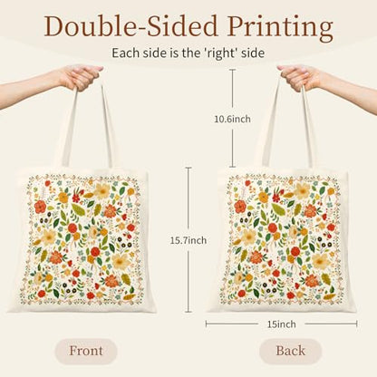 Canvas Tote Bag for Women with Zipper Cute - color: Color Flower