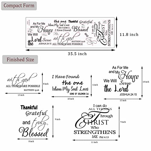 Bible Verse Wall Decals Vinyl Wall Quotes Stickers Inspirational Quotes Wall Decal Peel and Stick Wall Decor Religious Wall Decoration for Living Room Bedroom Office Bathroom
